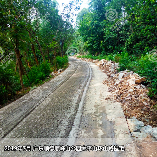 2019年7月廣東順德順峰山公園登山道水泥路面銑刨拉毛